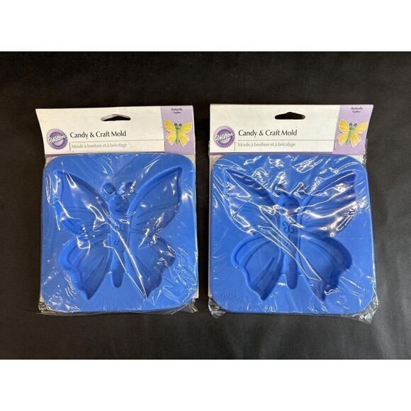 Wilton Silicone Butterfly Candy & Craft Mold 2pc Set 2006 Bake/Confection Gift - Picture 1 of 5